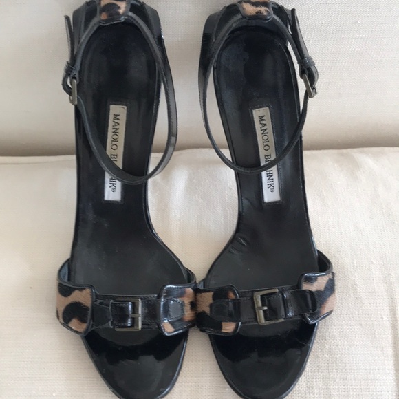 Manolo Blahnick strappy heels w leopard pony skin - Picture 1 of 6
